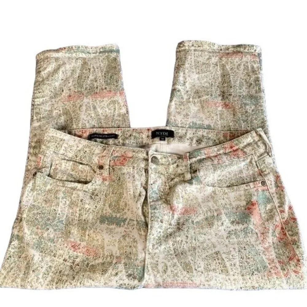 NYDJ Womens Printed Capri Pants Size 14 Multicolor - Picture 2 of 11